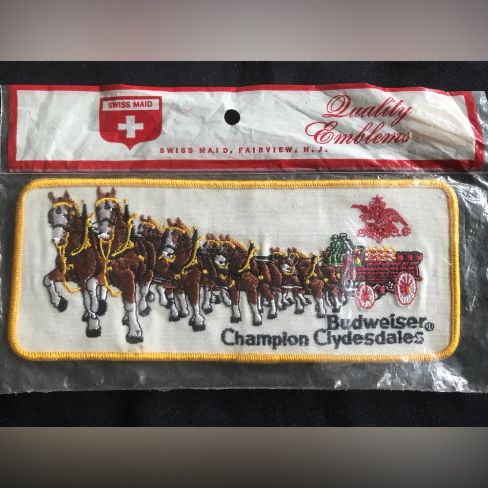 Swiss Made -  Embroidered Budweiser Clydesdales patch 1990